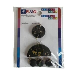 FIMO Bead Landing Necklace Pendant Nickel Free Black Gold DIY Moon Clay Necklace
